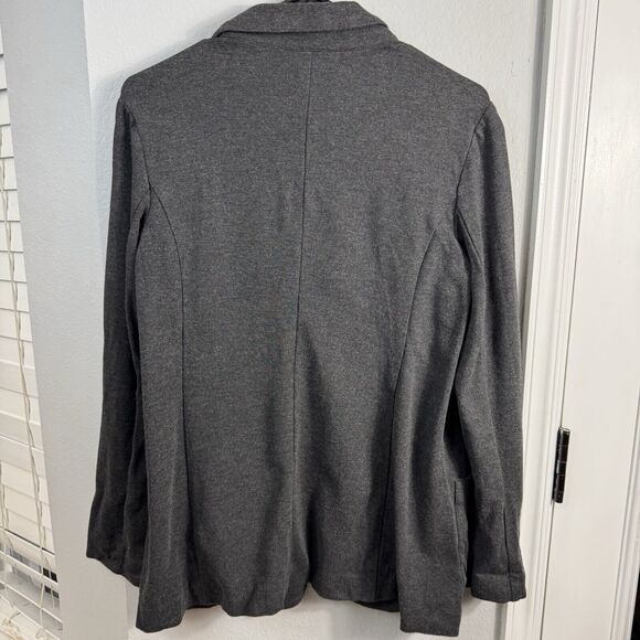 J. JILL Ponte Open Front Knit Jacket Blazer Cardigan Gray Small S Career EUC - Picture 2 of 5